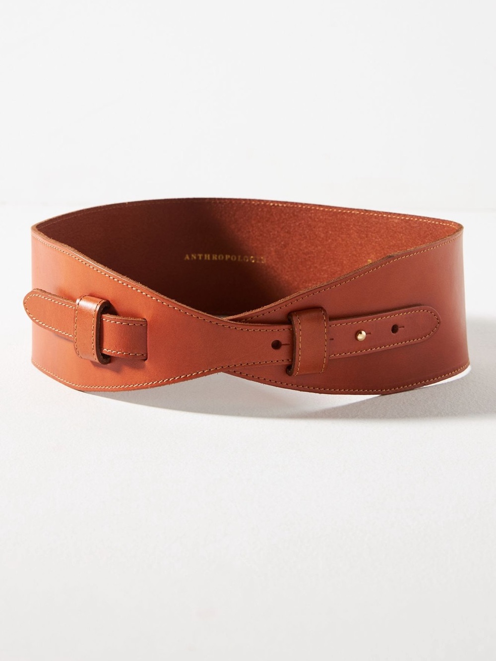 Anthropologie Wide Corset Leather Wrap Waist Belt Cedar Tan SIZE 1X NEW - Picture 3 of 6